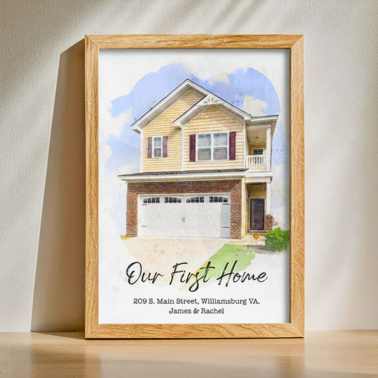 First Home Memory Canvas - Custom Housewarming Portrait Art