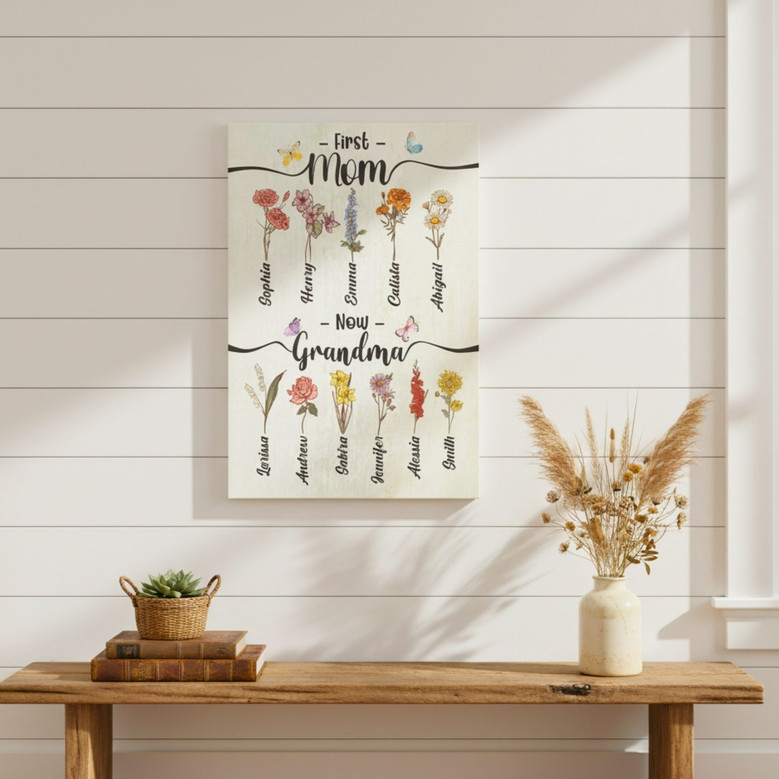 Grandma's Birth Flower Garden Canvas - A Mother's Day Keepsake Grandma's Birth Flower Garden Canvas - A Mother's Day Keepsake