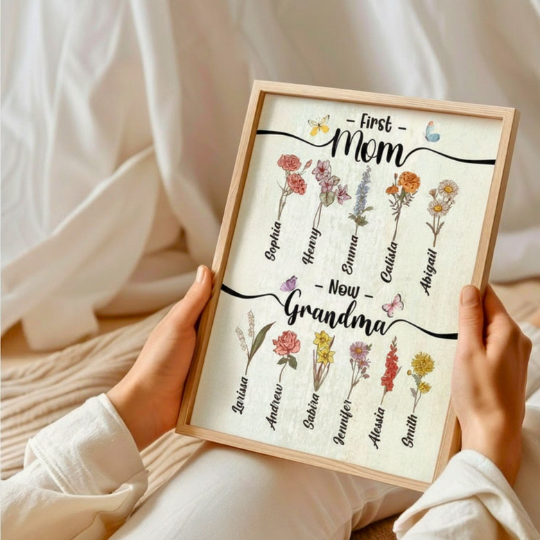 Grandma's Birth Flower Garden Canvas - A Mother's Day Keepsake Grandma's Birth Flower Garden Canvas - A Mother's Day Keepsake