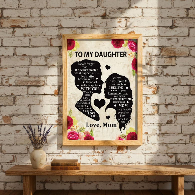 Heartfelt Mother-Daughter Birthday Quote Canvas for Bedroom