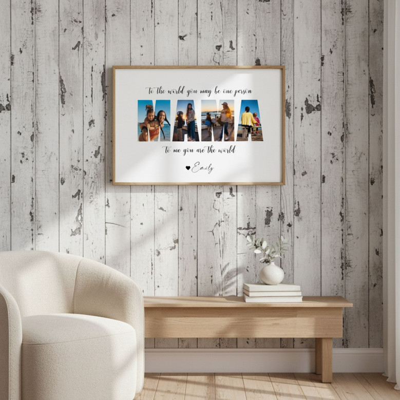 Custom Photo Gifts For Mom - Mommy To The World Photo Collage Canvas For Mother's Day