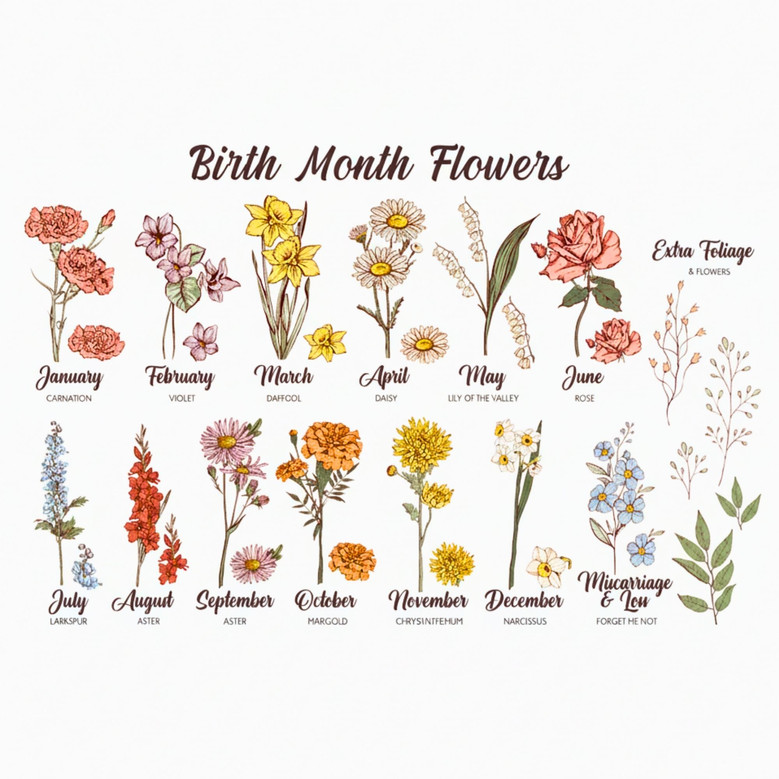 A Mother's Bloom - Personalized Birth Flower Canvas for Grandma