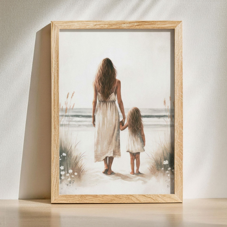 Art For Mom And Daughter - Rustic Painting Canvas For Nursery Decor
