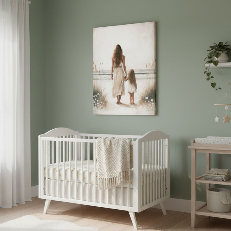 Art For Mom And Daughter - Rustic Painting Canvas For Nursery Decor