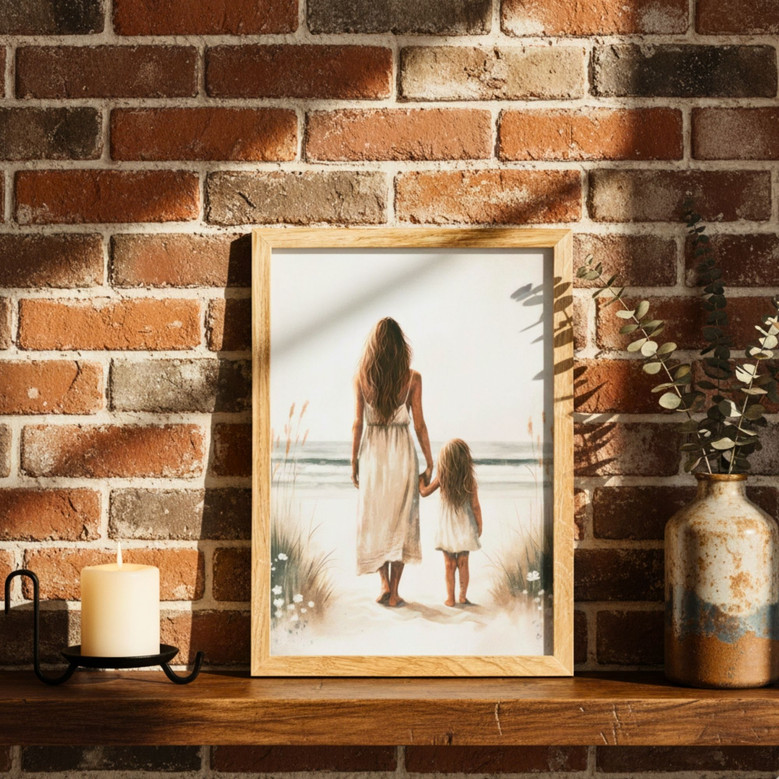 Art For Mom And Daughter - Rustic Painting Canvas For Nursery Decor