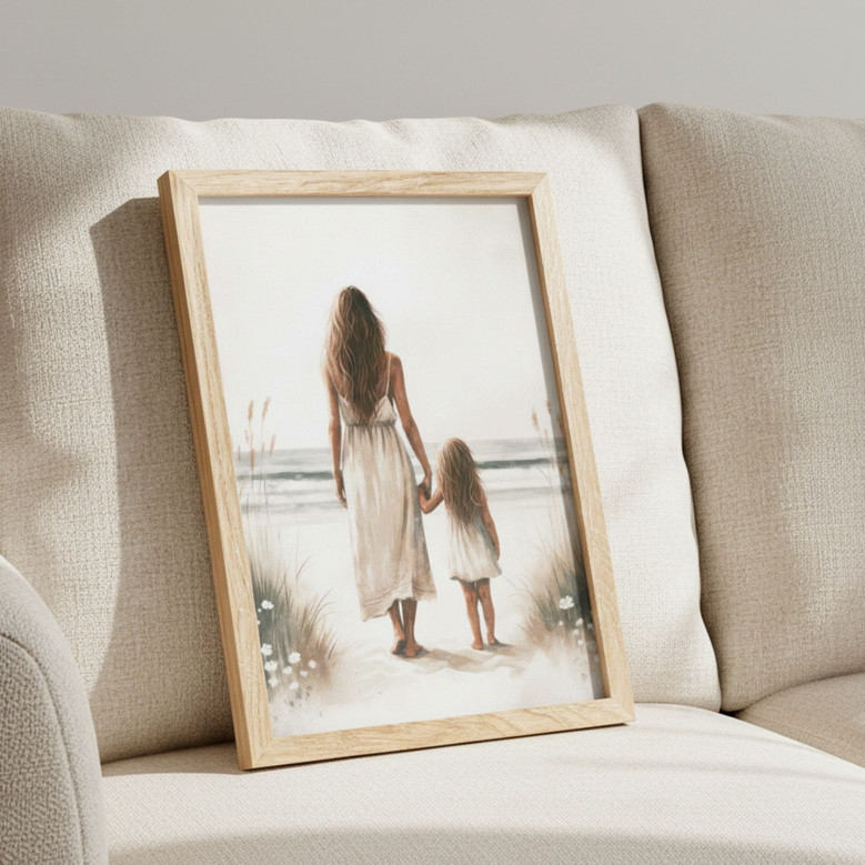 Art For Mom And Daughter - Rustic Painting Canvas For Nursery Decor