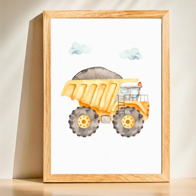 Watercolor Construction Canvas Set For Boys' Bedroom Decor - Nursery Wall Art