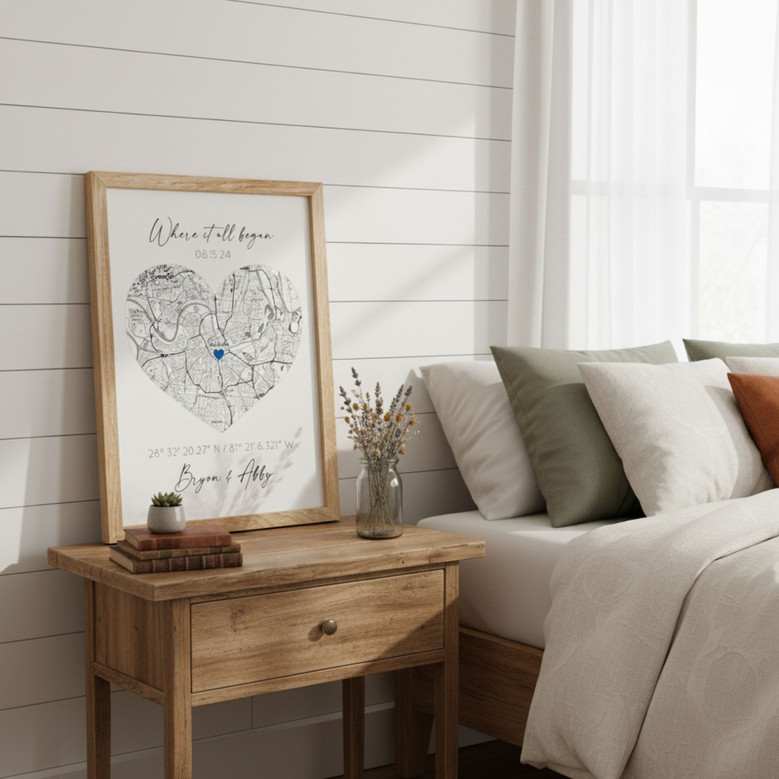 Personalized Where We Met Map Canvas For Couples - Custom Location Map Artwork For Boyfriend, First Date Memory Keepsake