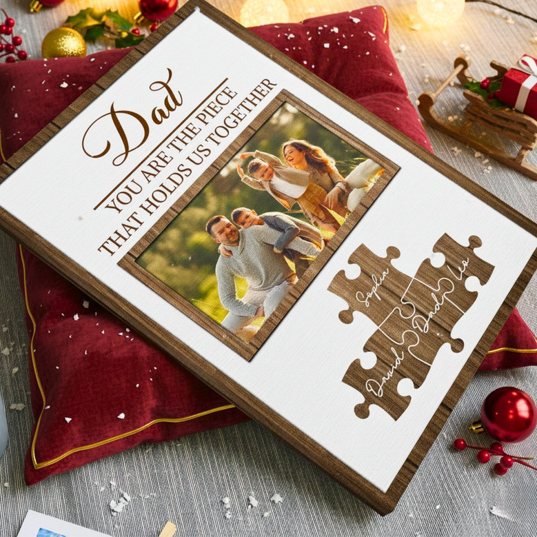 Custom Puzzle Photo Canvas - Heartfelt Step Dad Gift from Kids