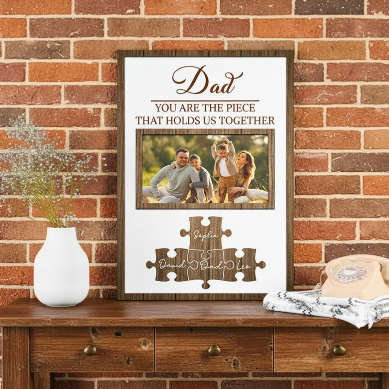 Custom Puzzle Photo Canvas - Heartfelt Step Dad Gift from Kids