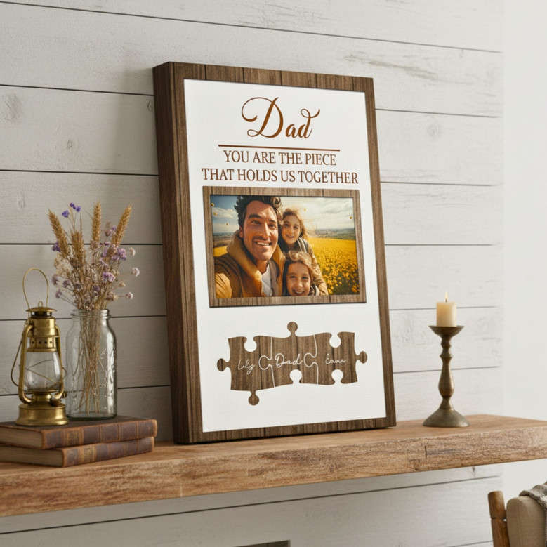 Custom Puzzle Photo Canvas - Heartfelt Step Dad Gift from Kids