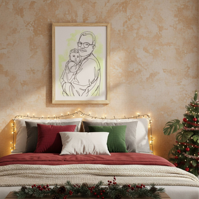 Grandpa's Love - Custom Faceless Line Art Canvas Birthday Gift