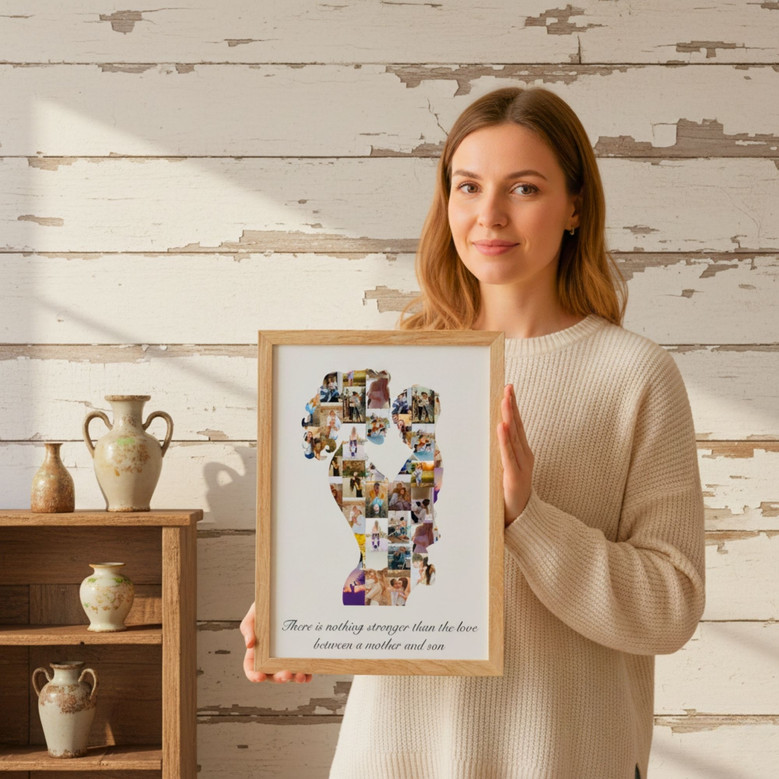 Heartfelt Birthday Canvas for Mom - Mother-Son Bond Keepsake