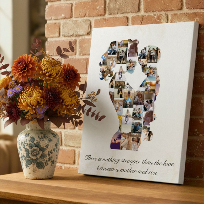 Heartfelt Birthday Canvas for Mom - Mother-Son Bond Keepsake