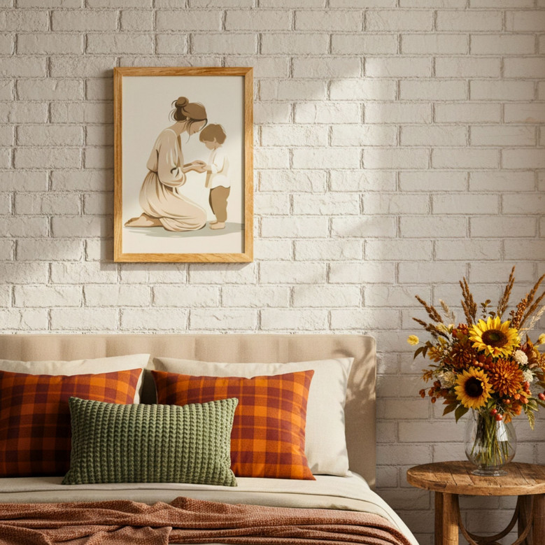 Heartfelt Minimalist Mother Son Bond Canvas Keepsake