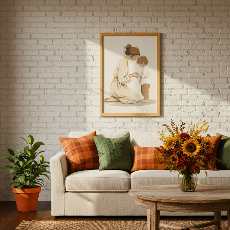 Heartfelt Minimalist Mother Son Bond Canvas Keepsake