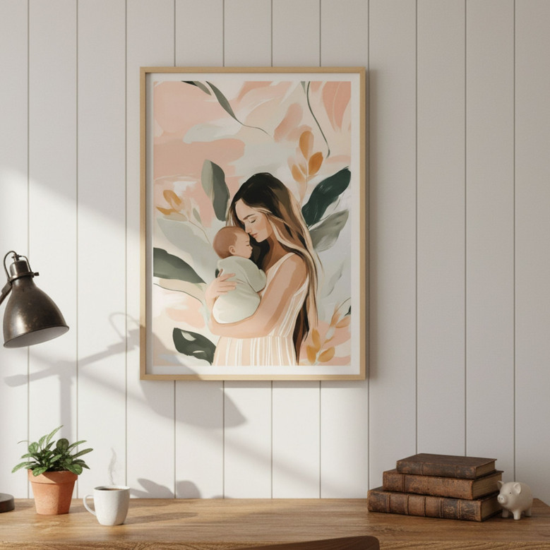 New Mom's Heart - Personalized Mother Son Keepsake Canvas Art New Mom's Heart - Personalized Mother Son Keepsake Canvas Art