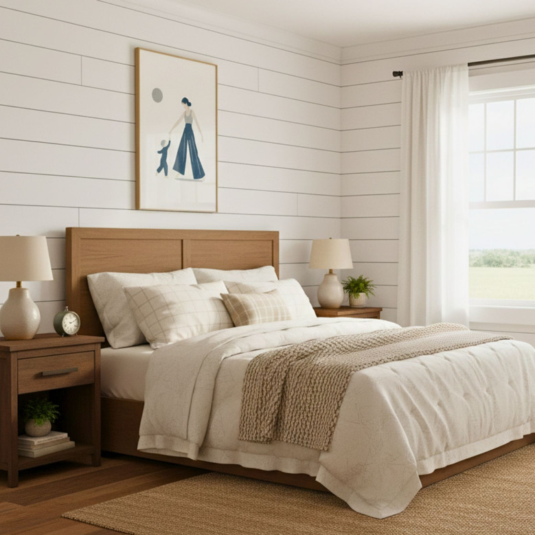 Nordic Love - Minimalist Mother Son Canvas Art for Kids Room Gift