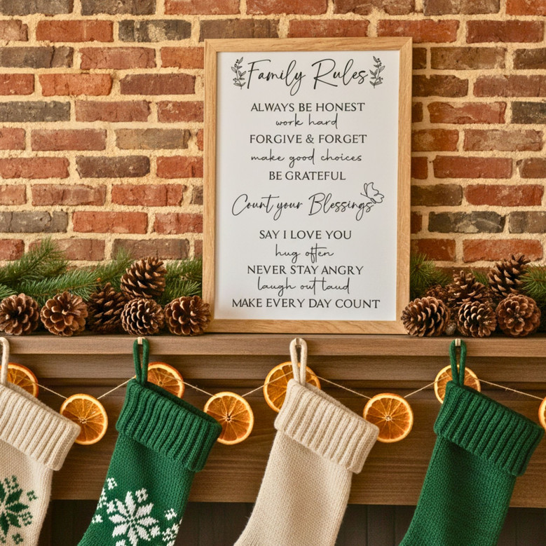 Family Rules Canvas – Inspirational Wall Art for Home Decor