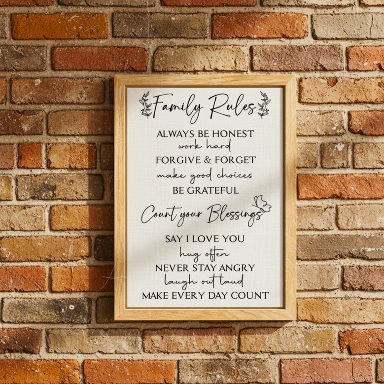 Family Rules Canvas – Inspirational Wall Art for Home Decor