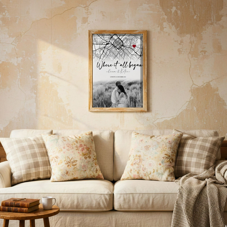 Our First Date Canvas - Custom Map Art for Couples' Milestones