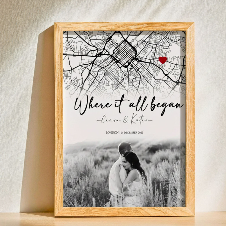 Our First Date Canvas - Custom Map Art for Couples' Milestones