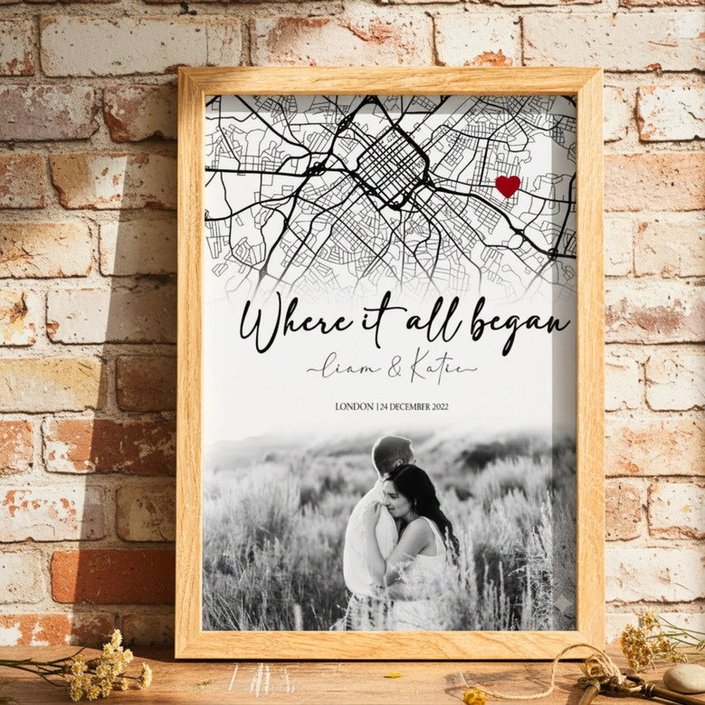 Our First Date Canvas - Custom Map Art for Couples' Milestones