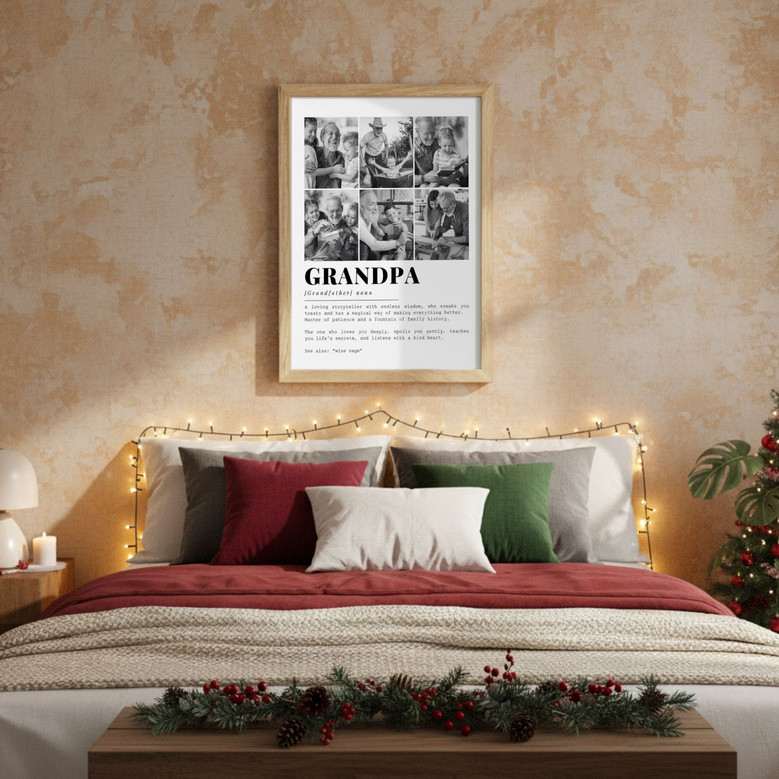 Thoughtful Grandpa Definition Canvas With Custom Photo Collage For Father's Day - Pop Pop Wall Art Gift