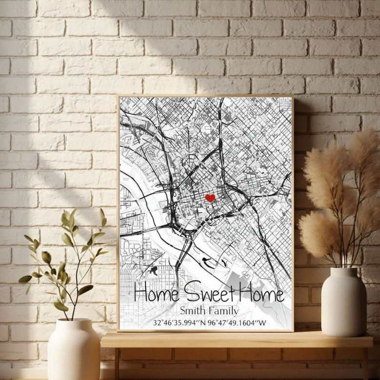 Map Your Love - Custom Canvas Art for Couple's New Home Gift