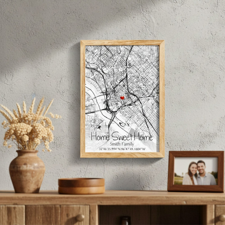 Map Your Love - Custom Canvas Art for Couple's New Home Gift