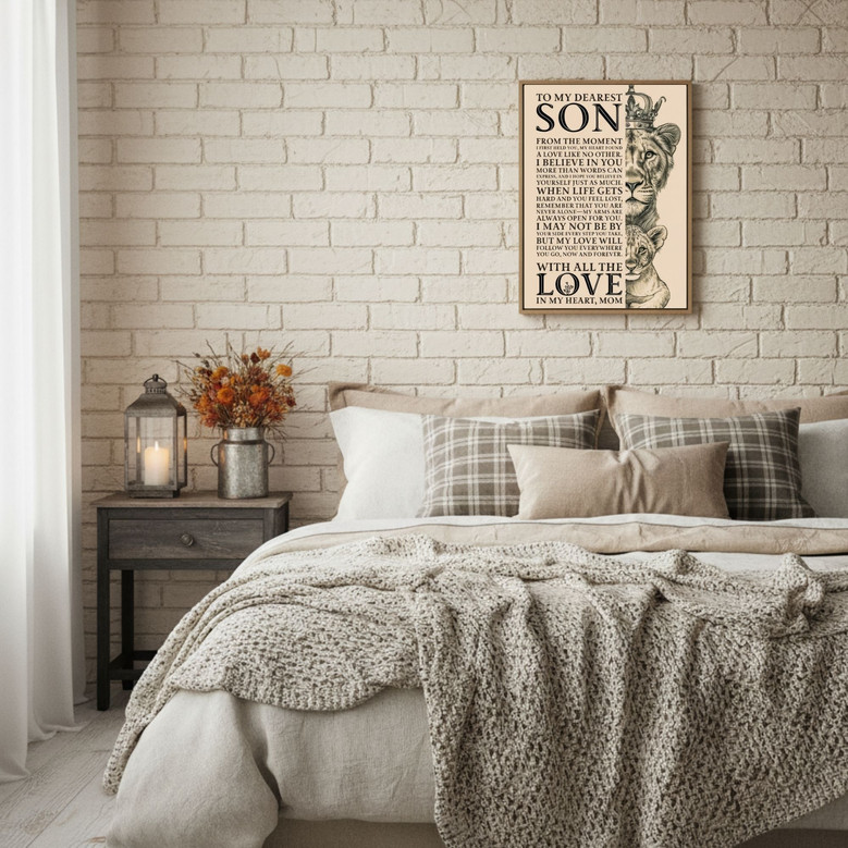 Mom's Lion - Inspirational Canvas Quote Art for Son