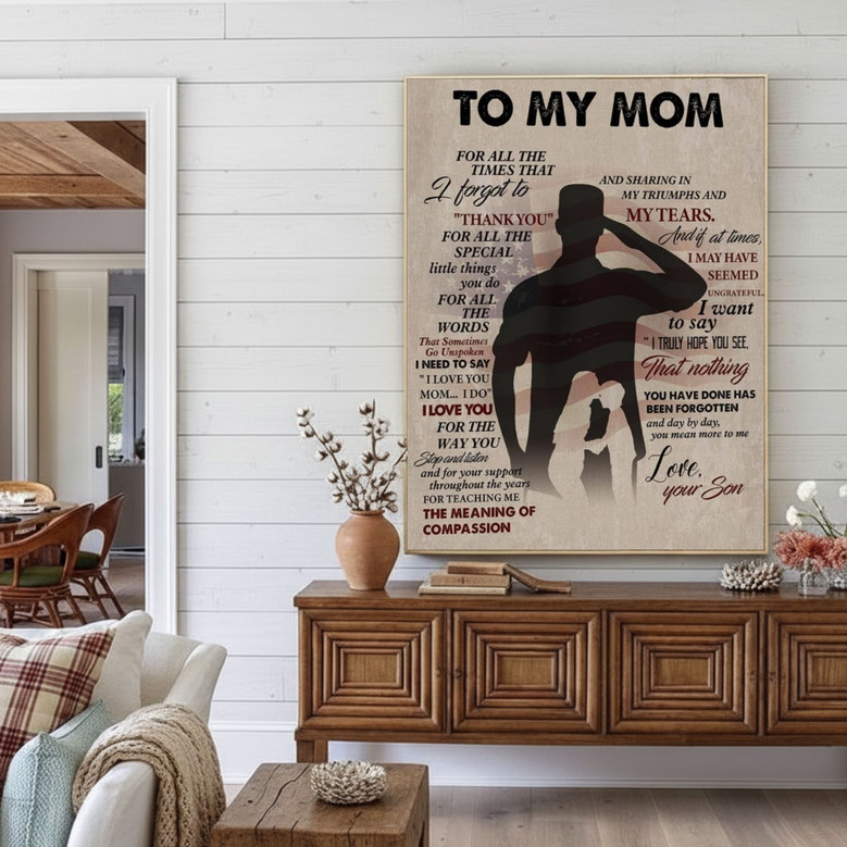 Soldier's Personalized Canvas - A Mother-Son Bond Birthday Gift