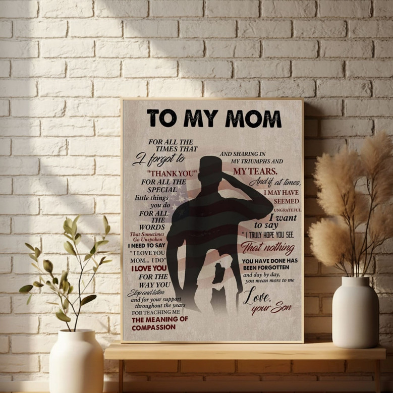 Soldier's Personalized Canvas - A Mother-Son Bond Birthday Gift