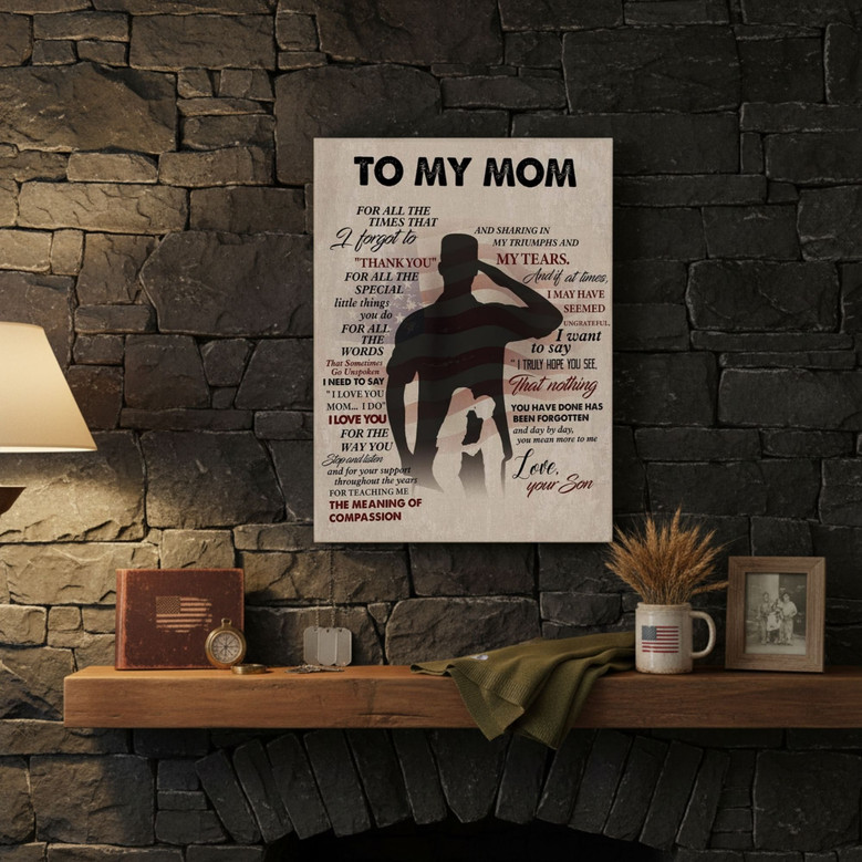 Soldier's Personalized Canvas - A Mother-Son Bond Birthday Gift