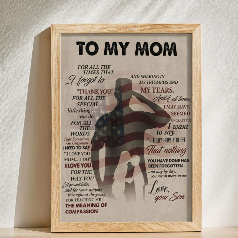Soldier's Personalized Canvas - A Mother-Son Bond Birthday Gift