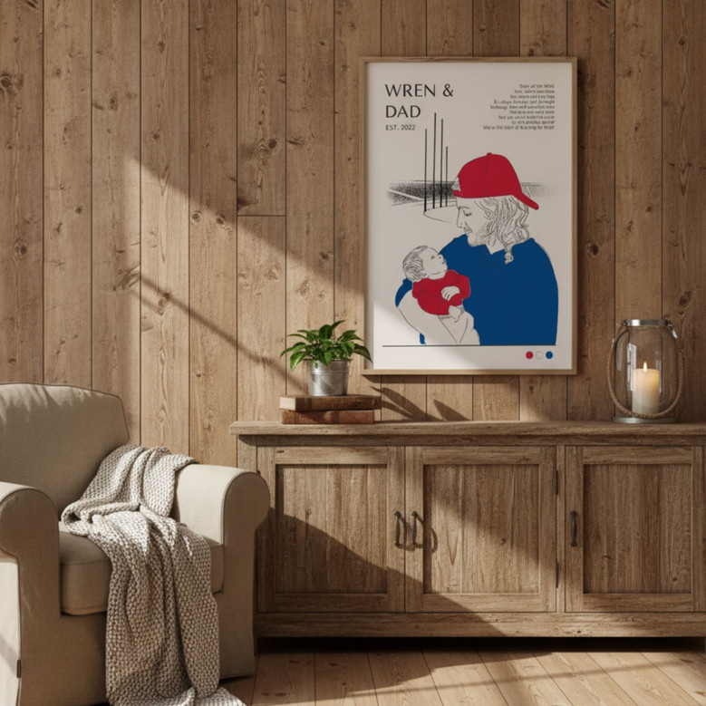 AFL Fatherhood Canvas - Personalized Footy Sketch Gift for New Dads AFL Fatherhood Canvas - Personalized Footy Sketch Gift for New Dads