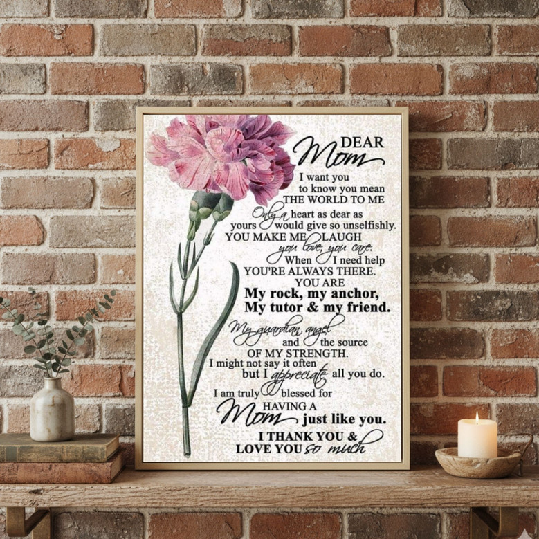 Carnation Poem Canvas - Heartfelt Daughter Gift for Mom's D�cor
