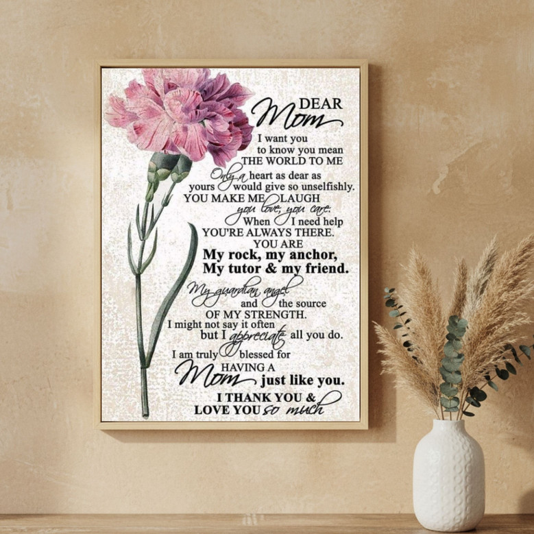 Carnation Poem Canvas - Heartfelt Daughter Gift for Mom's D�cor