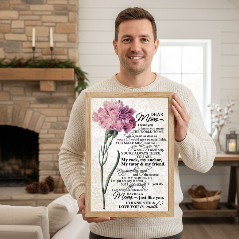 Carnation Poem Canvas - Heartfelt Daughter Gift for Mom's D�cor