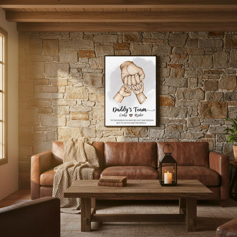 Heartfelt Fist Bump Canvas - Personalized Father's Day Dad Art