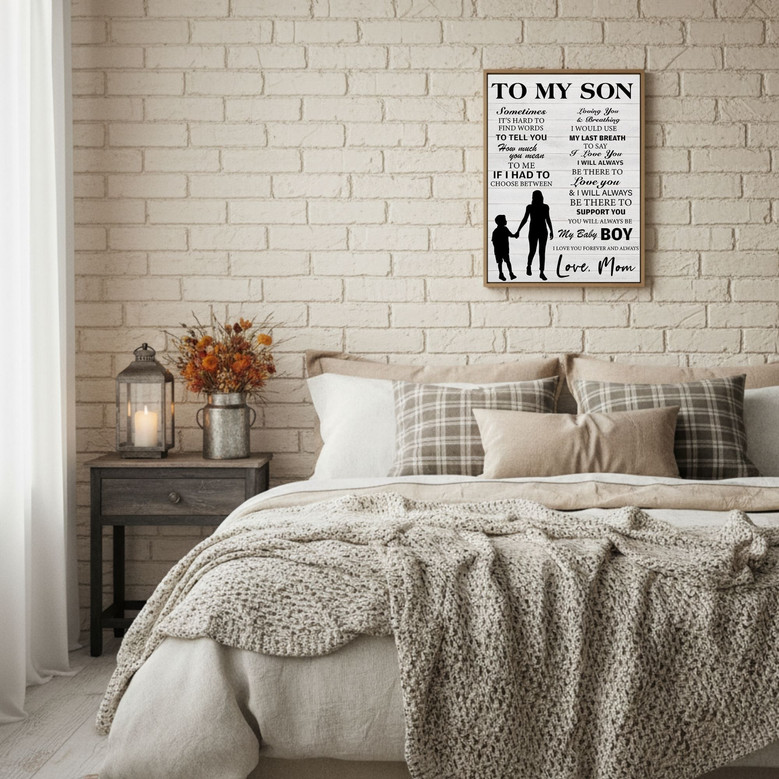 Heartfelt Mother Son Canvas - "I Love You Forever" Rustic Wall Art