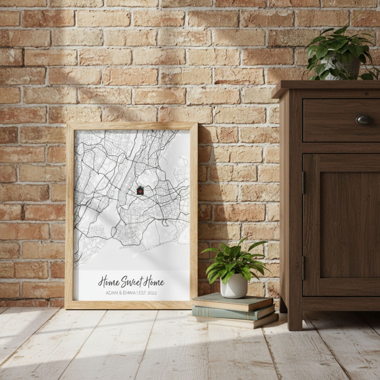 New Homeowner's Map Canvas - Heartfelt Housewarming Date Gift