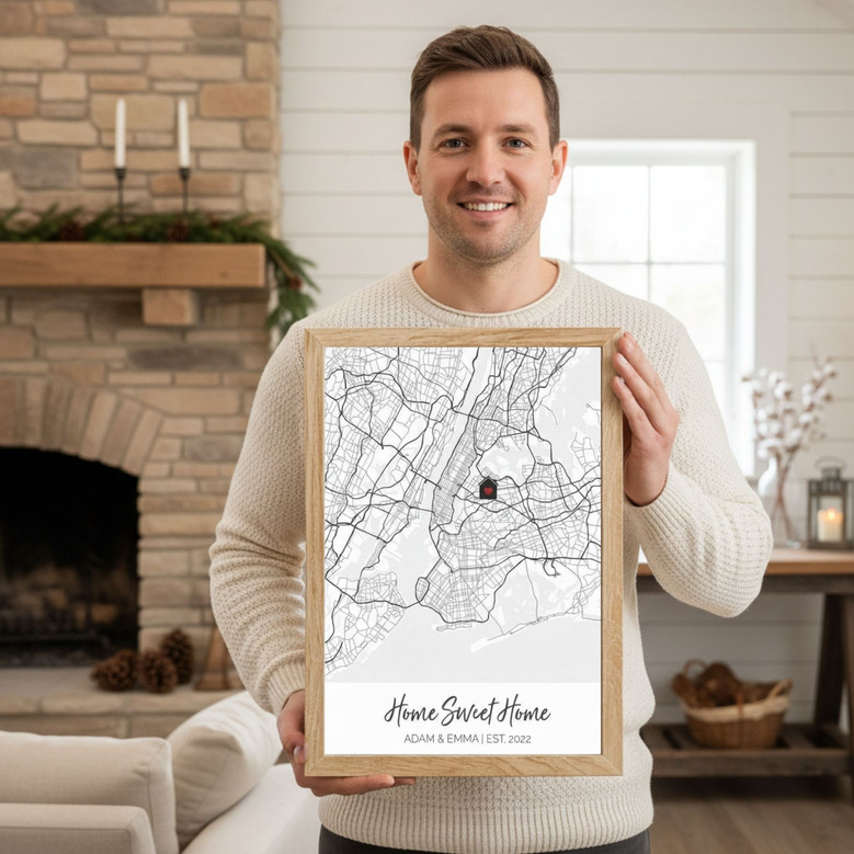 New Homeowner's Map Canvas - Heartfelt Housewarming Date Gift