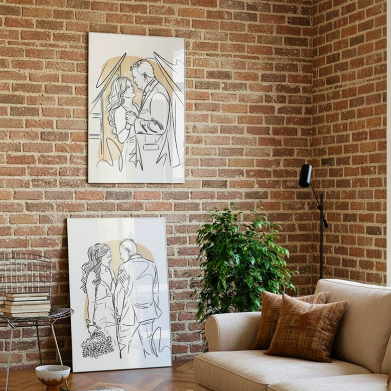 Personalized Grandpa Line Art Canvas Gift for Grandfather