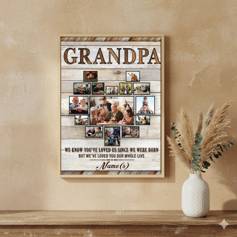 Personalized Grandpa Memorial Photo Canvas - Heartfelt Tribute Art