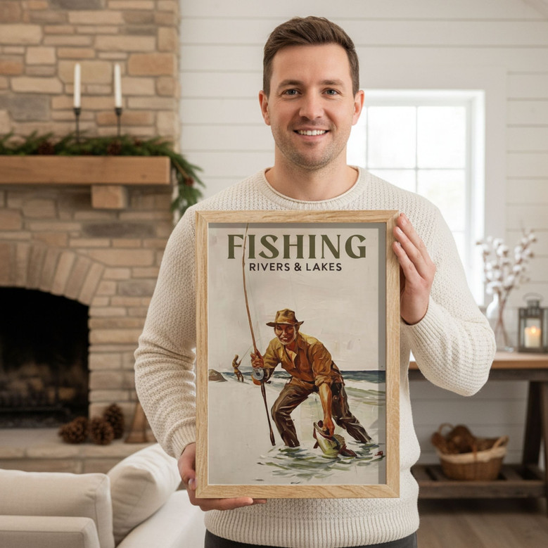 Personalized Retro Fishing Canvas - A Heartfelt Gift for Dad