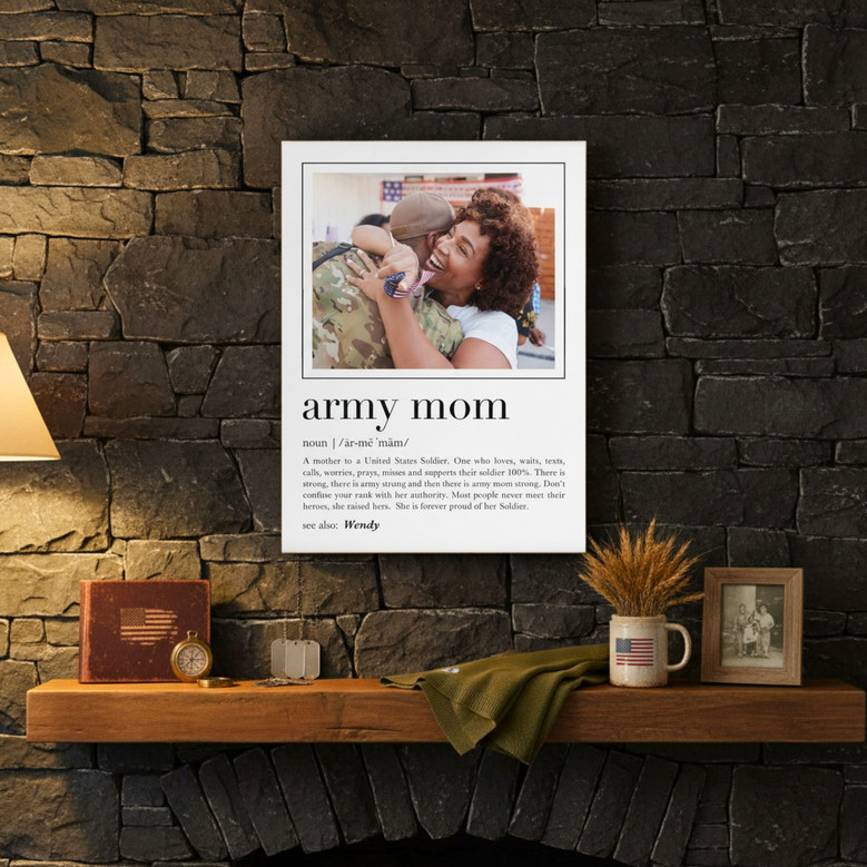 Proud Army Mom Definition Canvas - Custom Birthday Gift for Home