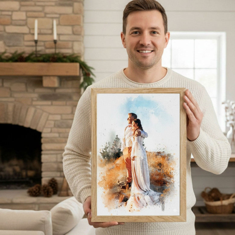 Watercolor Newlywed Canvas - Personalized Couple's Anniversary Gift Watercolor Newlywed Canvas - Personalized Couple's Anniversary Gift