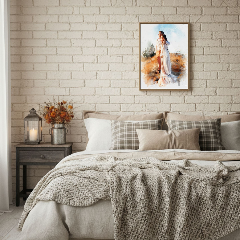 Watercolor Newlywed Canvas - Personalized Couple's Anniversary Gift Watercolor Newlywed Canvas - Personalized Couple's Anniversary Gift