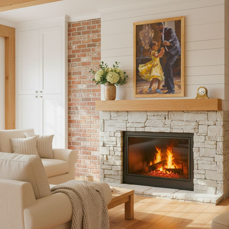 Cherished Steps - Black Family Father Daughter Dance Canvas Art